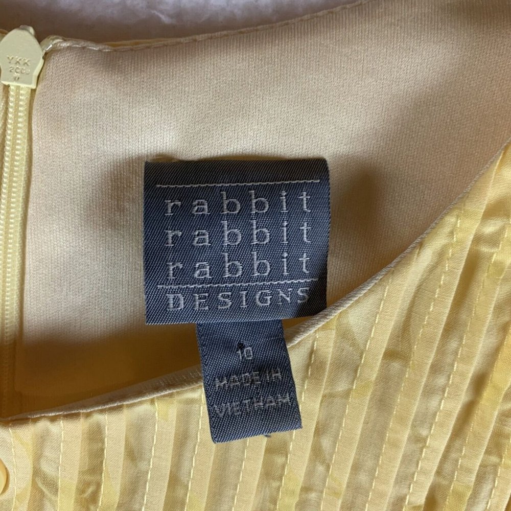 Rabbit Rabbit Rabbit‎ Designs Dress Women's 10 Yellow Floral Front Button 8549 - Picture 2 of 9